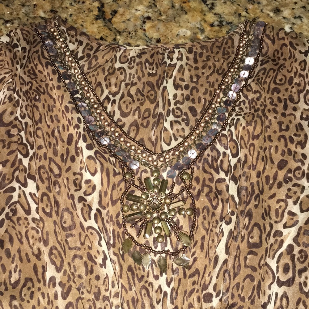 Leopard beaded top